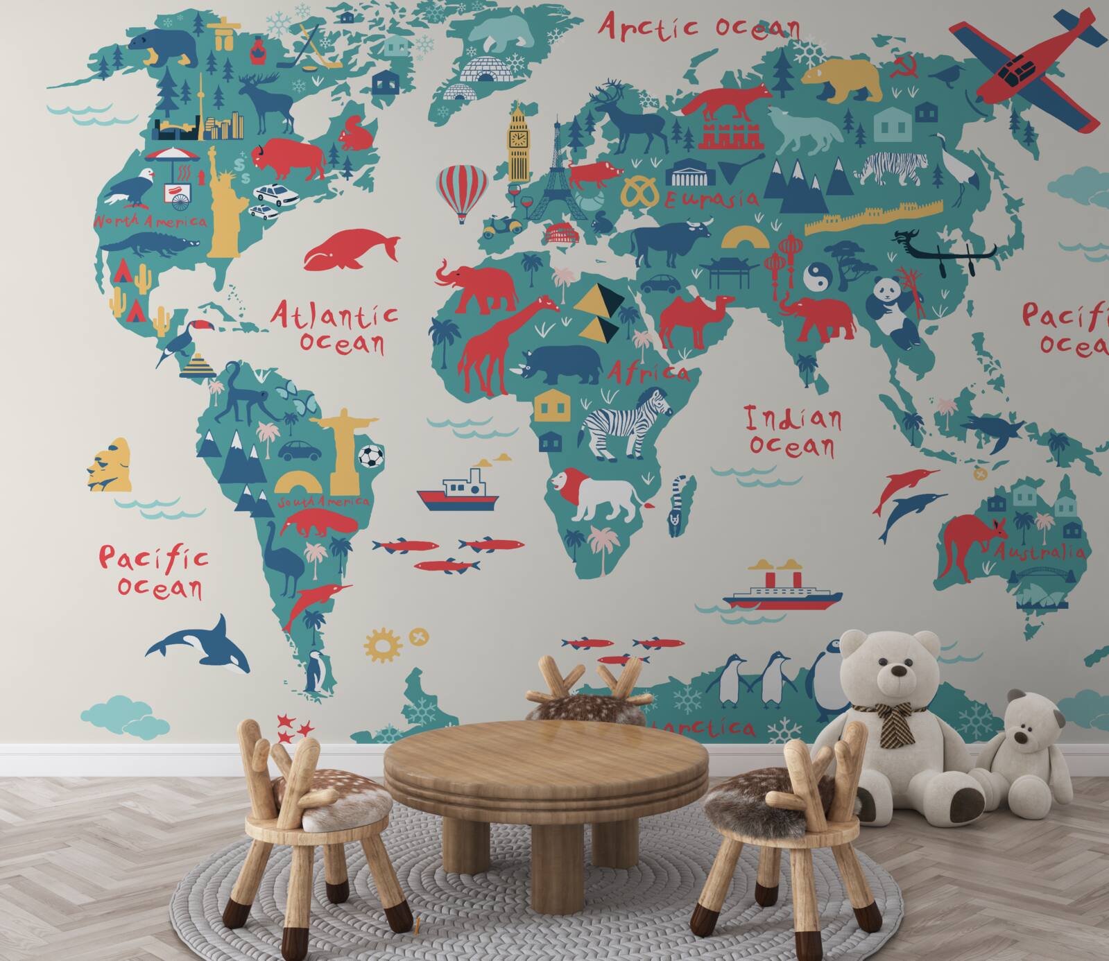 Fototapeta mapa świata w jasnych kolorach