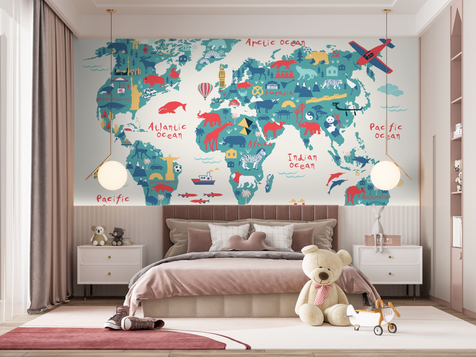 Fototapeta mapa świata w jasnych kolorach