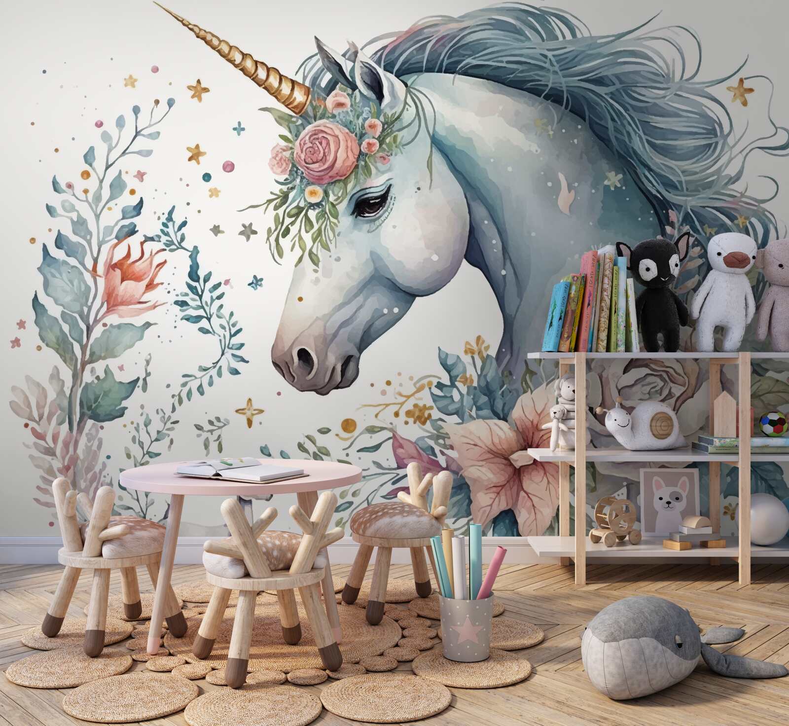 Fototapeta kwiatowy jednorożec