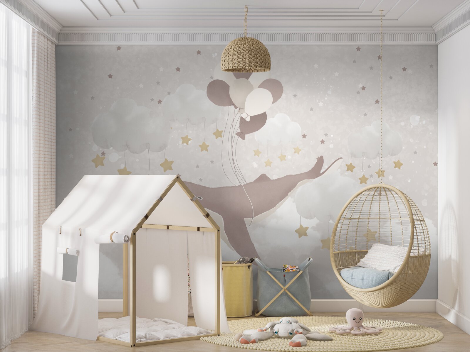 Fototapeta kaszalot unosi się na balonach