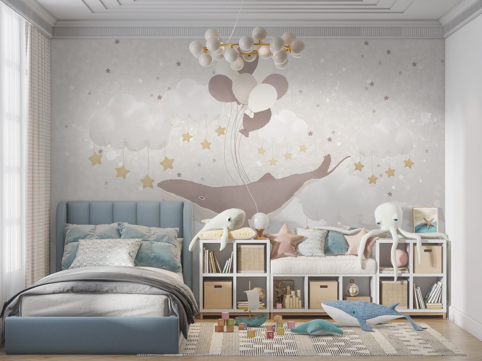 Fototapeta kaszalot unosi się na balonach