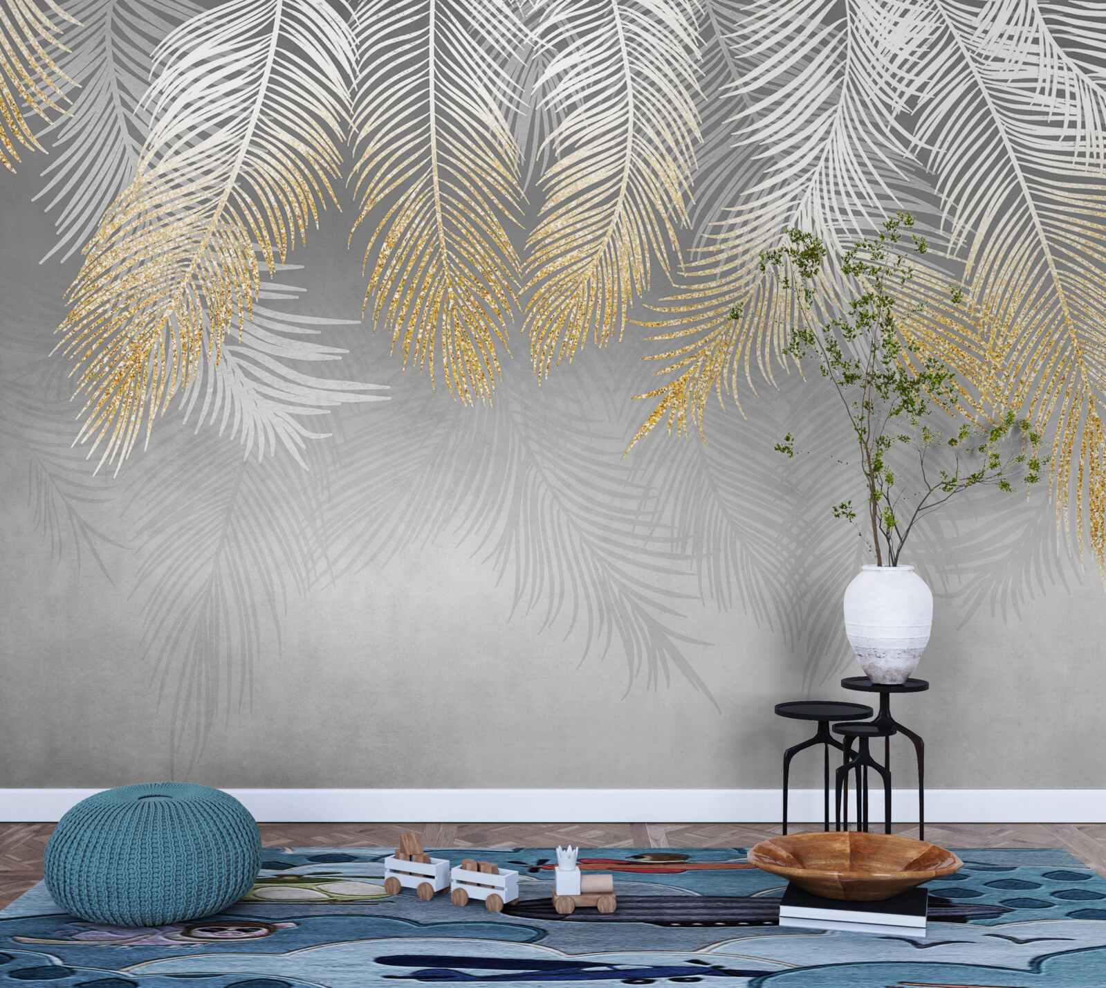 Fototapeta paproć z białego złota