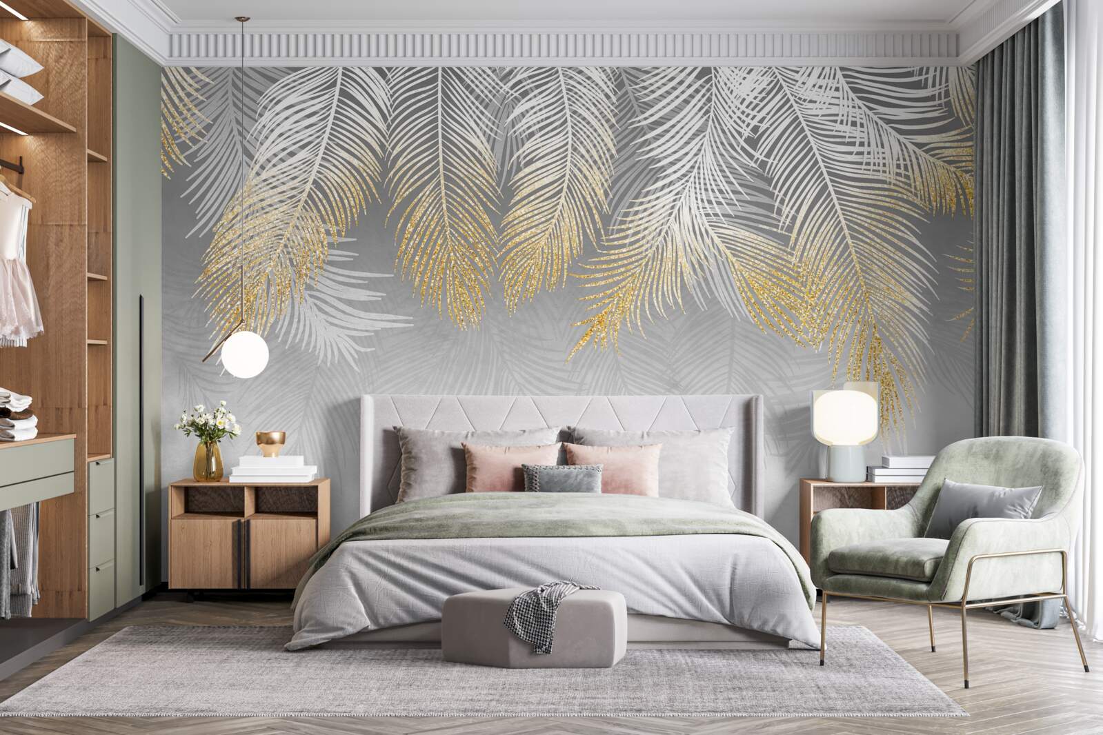 Fototapeta paproć z białego złota