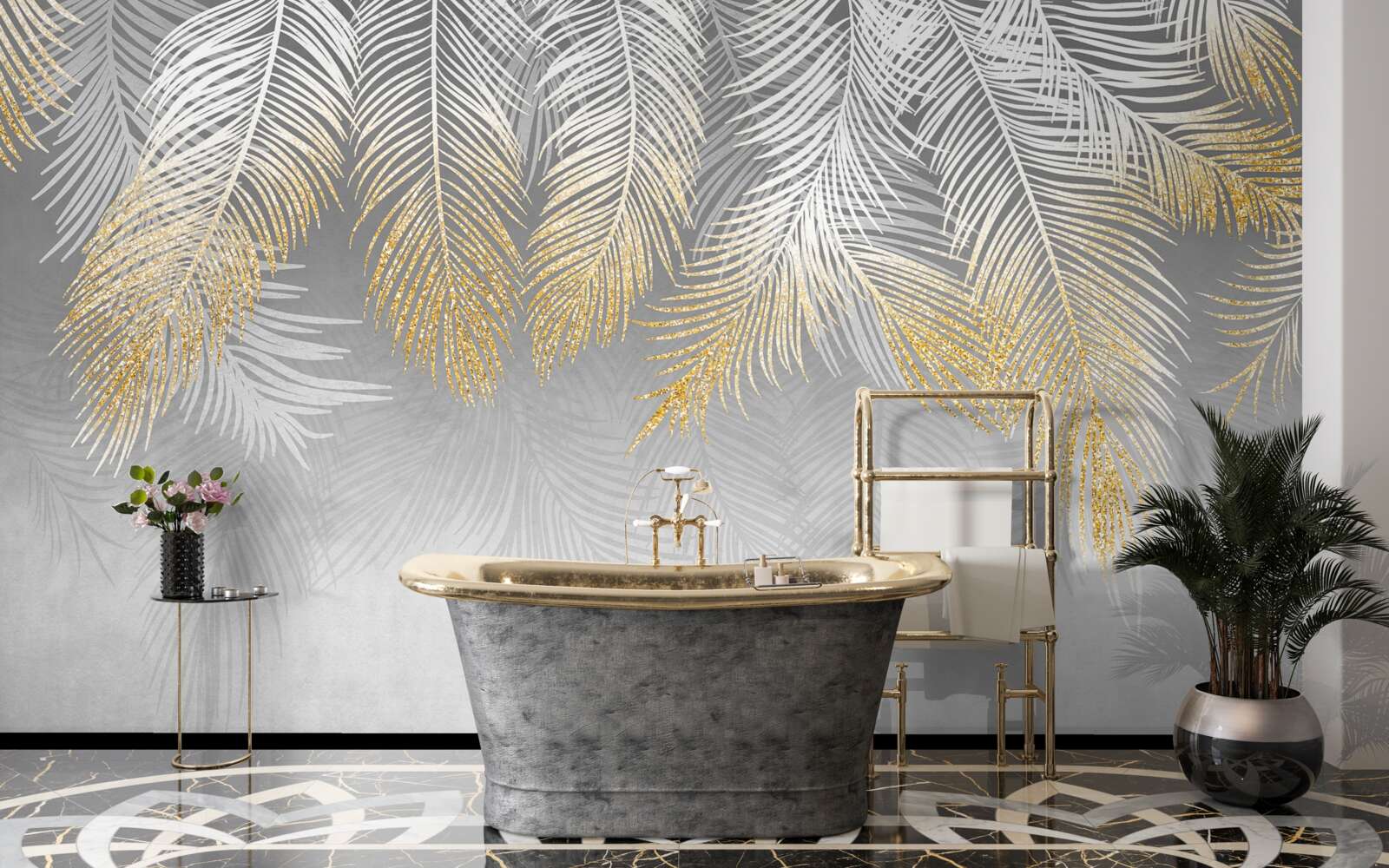 Fototapeta paproć z białego złota