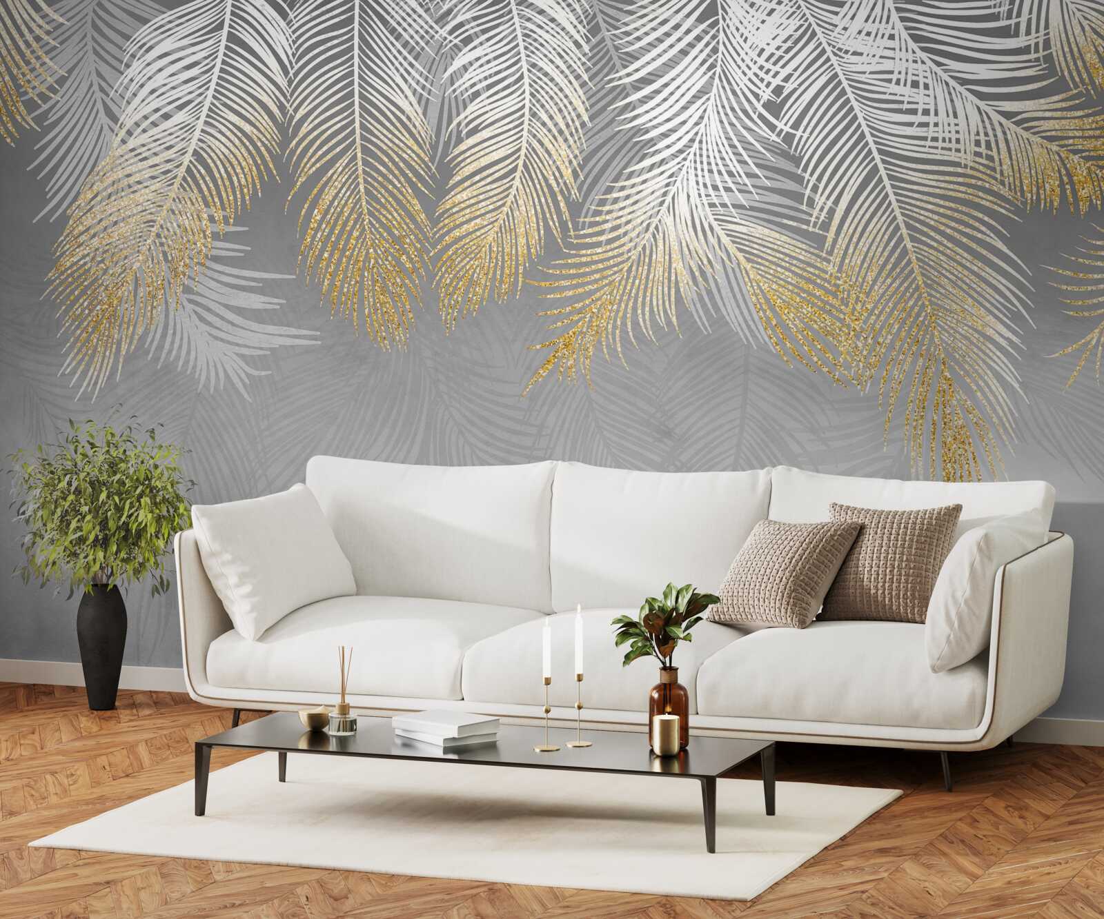 Fototapeta paproć z białego złota