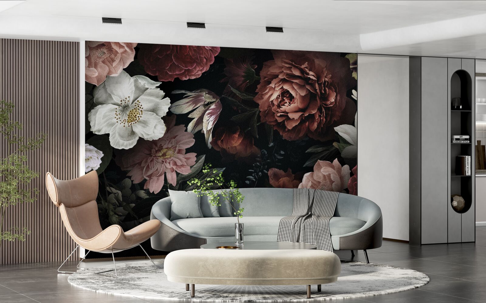 Fototapeta kwiaty w różnych odcieniach na czarnym tle