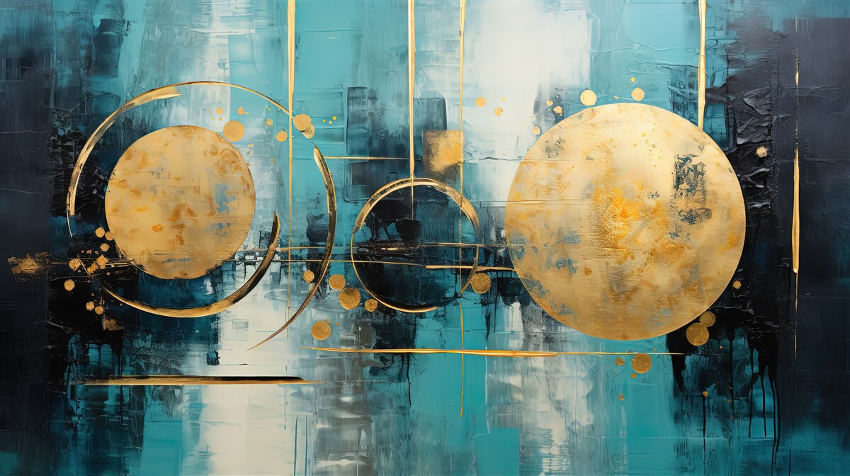 Fototapeta abstrakcja w odcieniach złoto-turkusowych