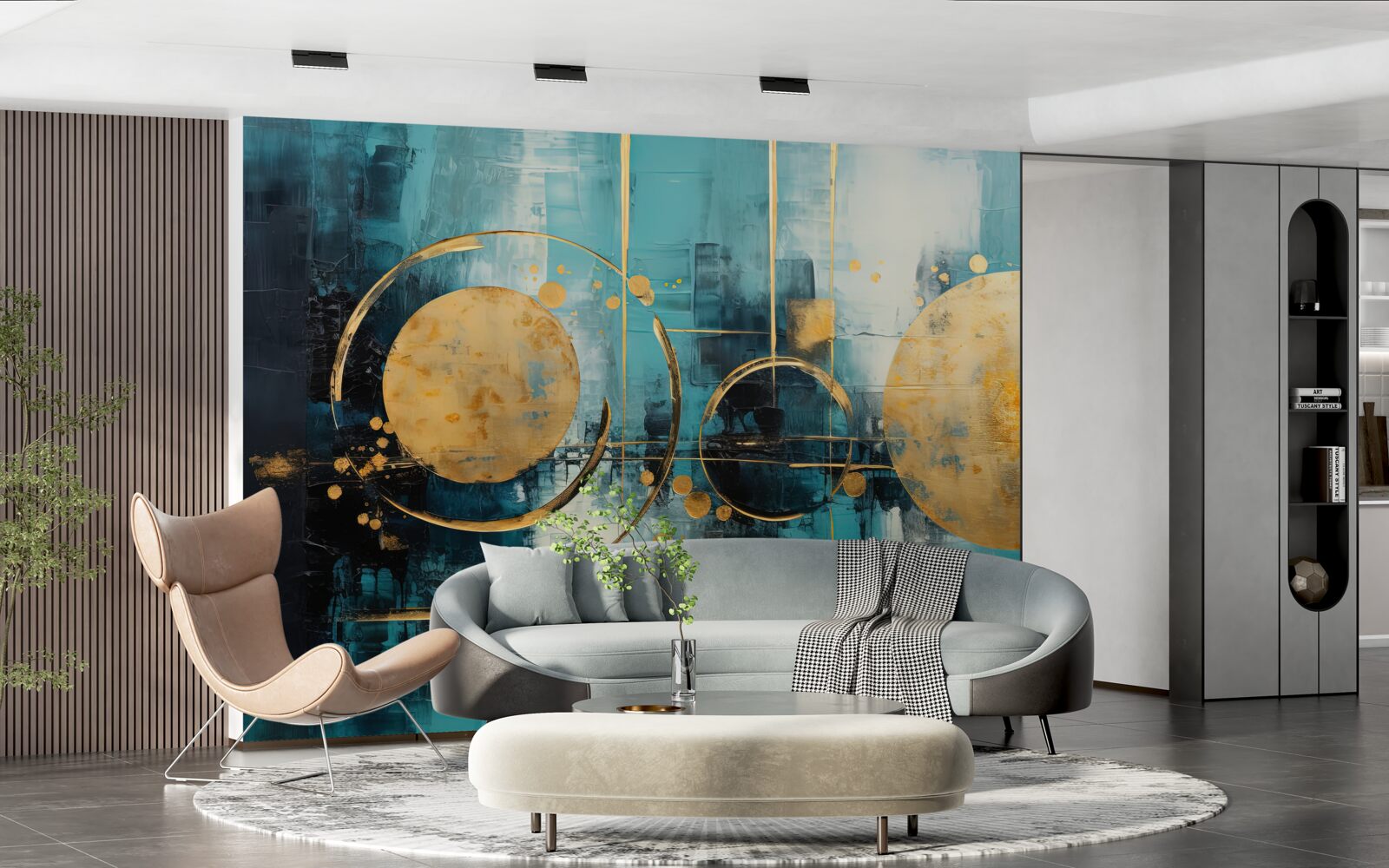 Fototapeta abstrakcja w odcieniach złoto-turkusowych