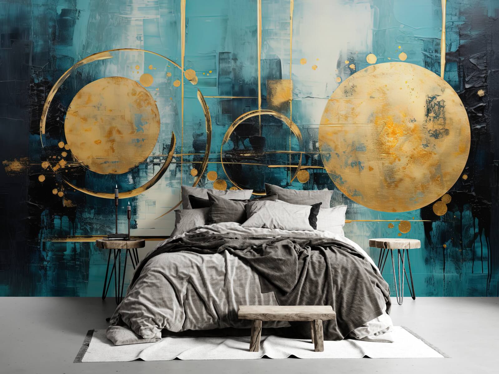 Fototapeta abstrakcja w odcieniach złoto-turkusowych