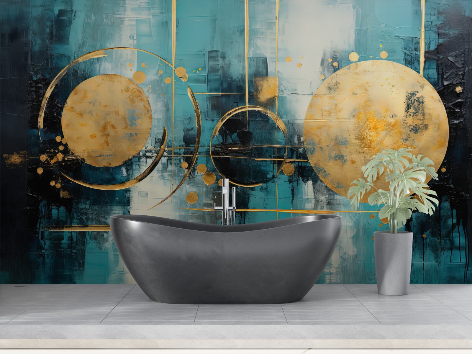 Fototapeta abstrakcja w odcieniach złoto-turkusowych