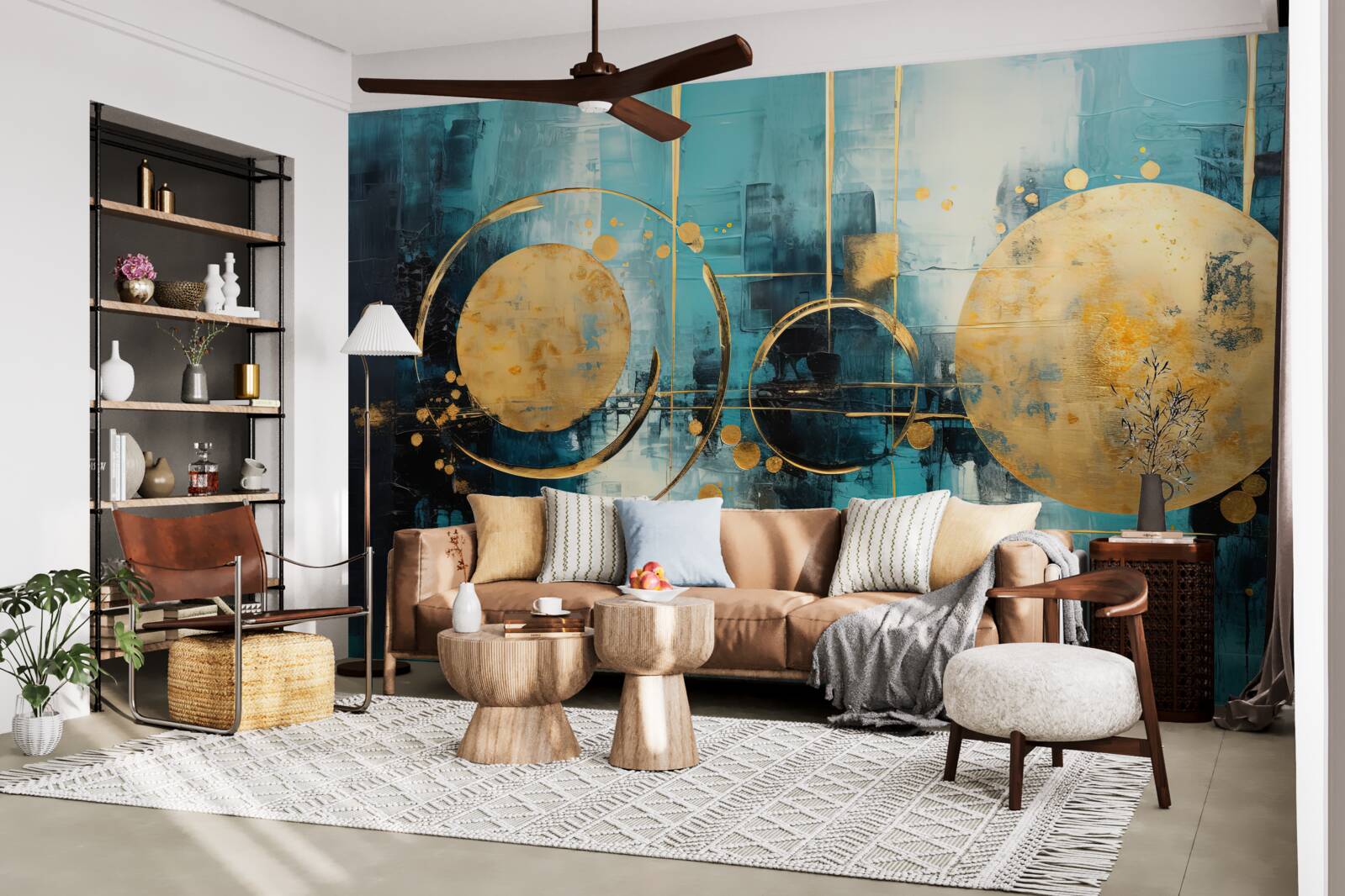 Fototapeta abstrakcja w odcieniach złoto-turkusowych