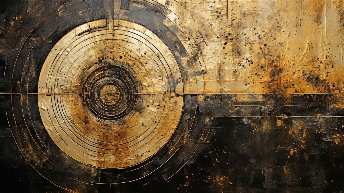 Fototapeta na czarnym tle znajdują się złote akcenty