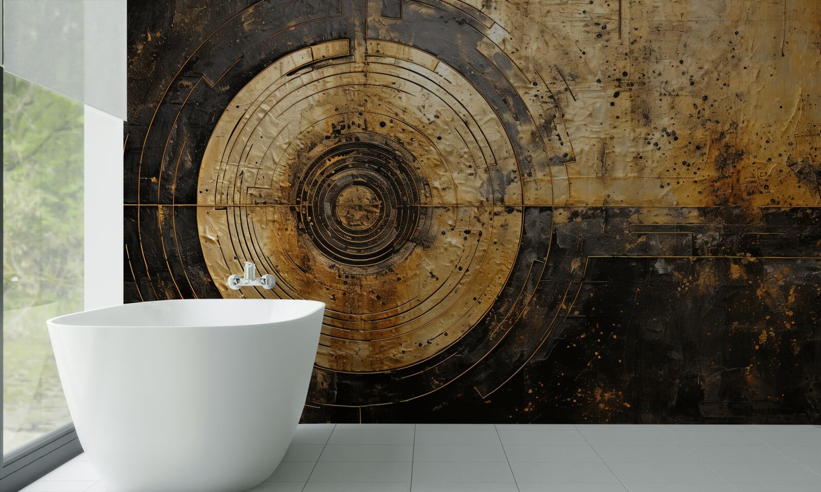 Fototapeta na czarnym tle znajdują się złote akcenty