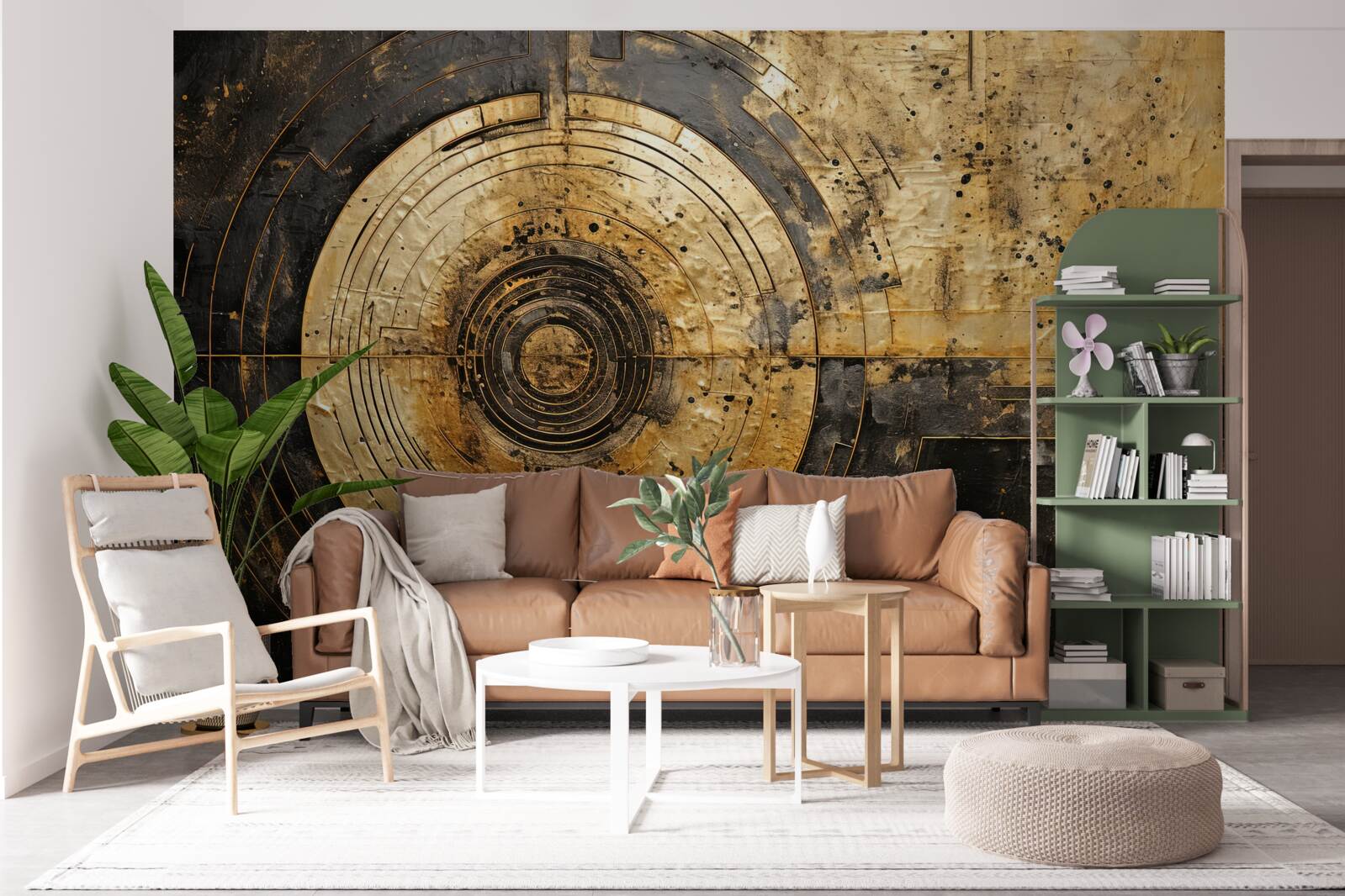 Fototapeta na czarnym tle znajdują się złote akcenty