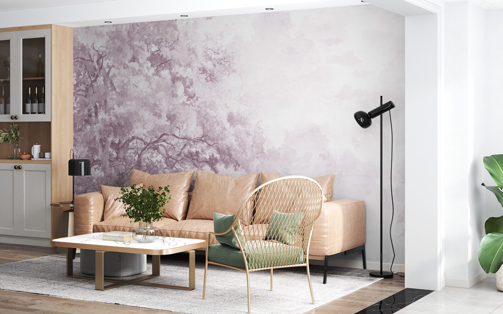 Fototapeta poranny las spowity jest mgłą