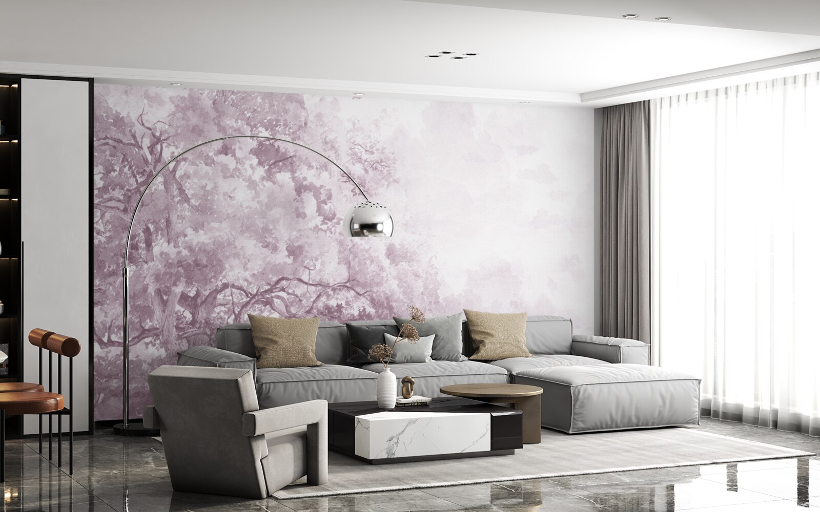 Fototapeta poranny las spowity jest mgłą