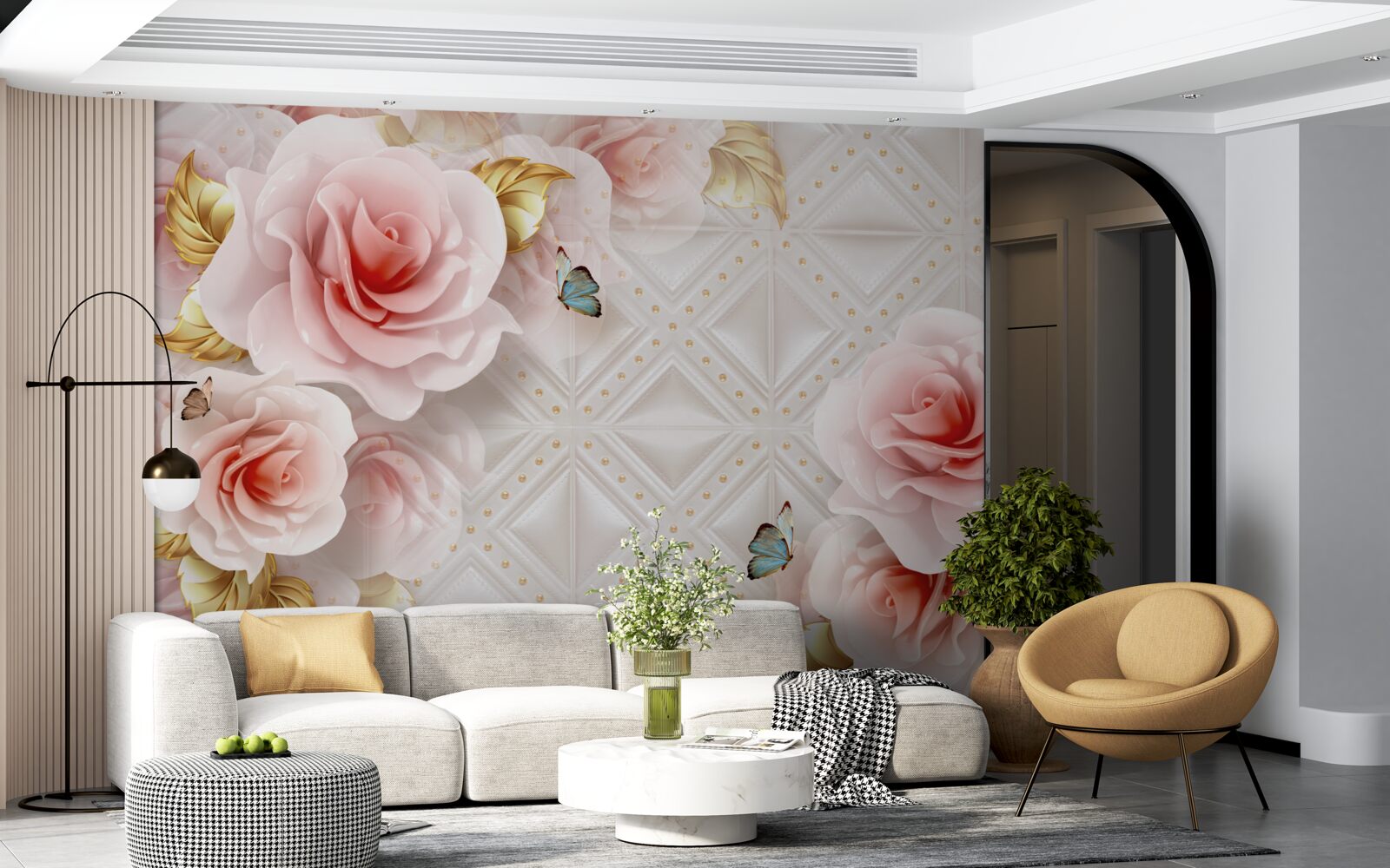 Fototapeta jasnoróżowa róża odsłania swoje luksusowe pąki