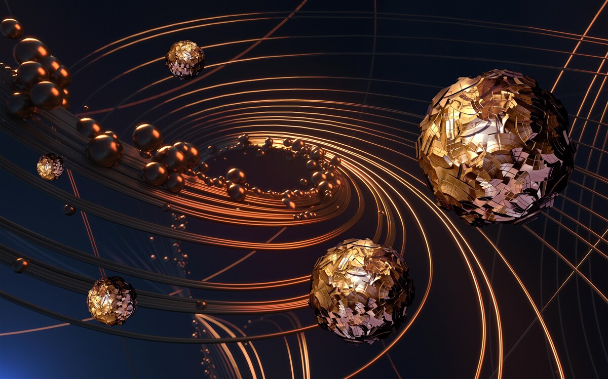 Fototapeta trajektorie rotacji piłek w abstrakcji