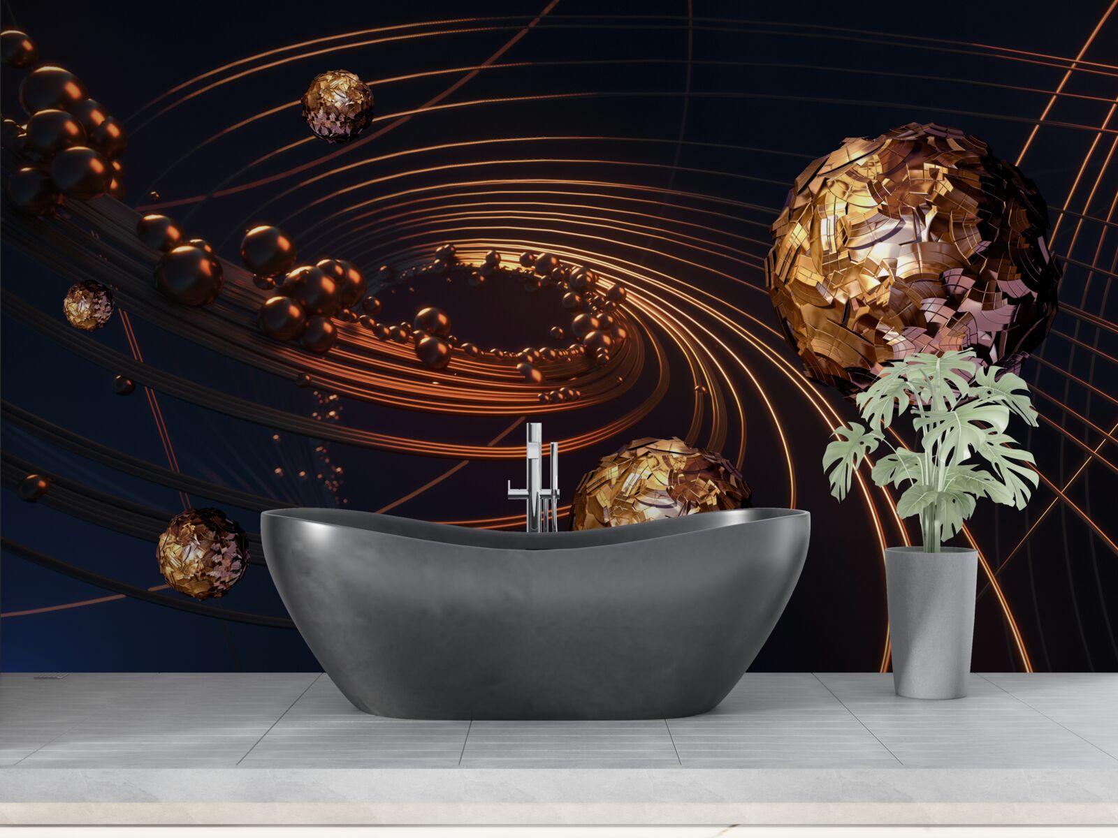 Fototapeta trajektorie rotacji piłek w abstrakcji