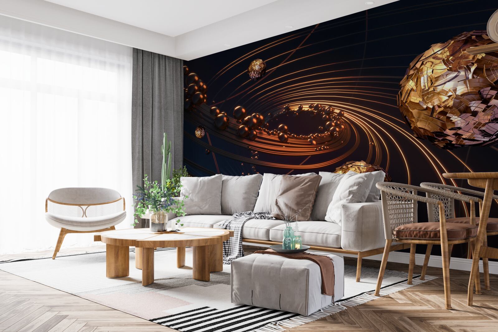 Fototapeta trajektorie rotacji piłek w abstrakcji