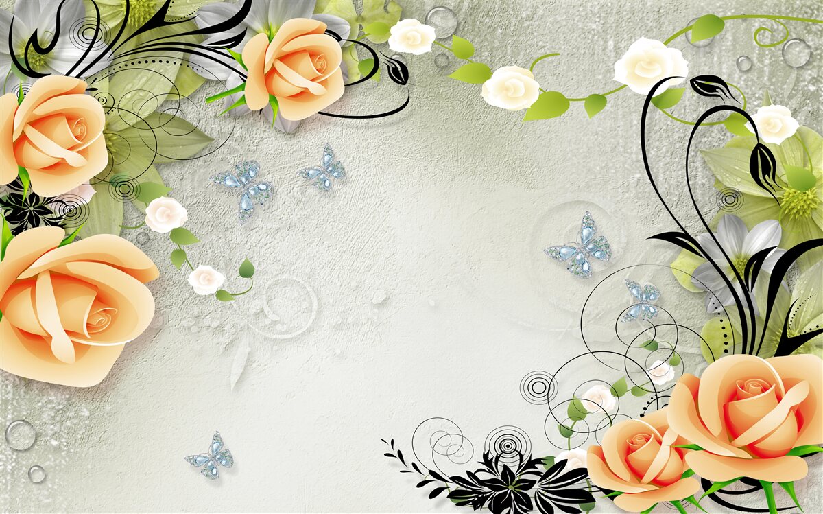 Fototapeta motyle na gałęziach róży brzoskwiniowej