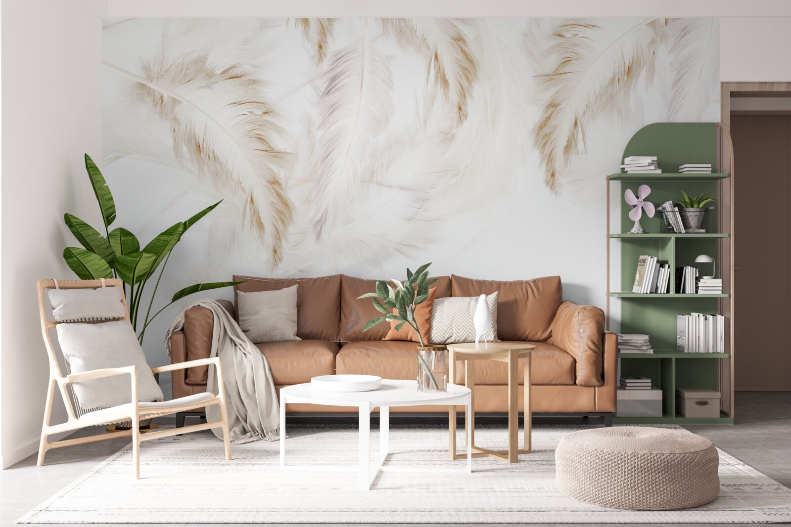 Fototapeta jasne tło ze złotymi, skomplikowanymi sekcjami piór