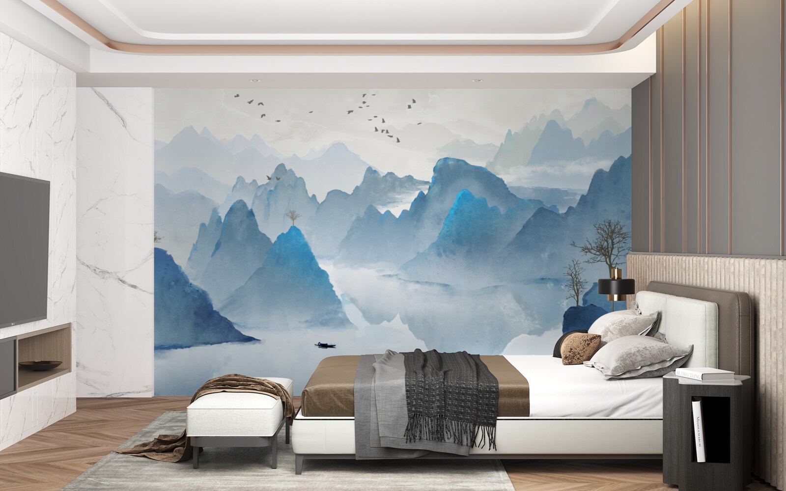 Fototapeta wędkarz na spokojnej górskiej rzece