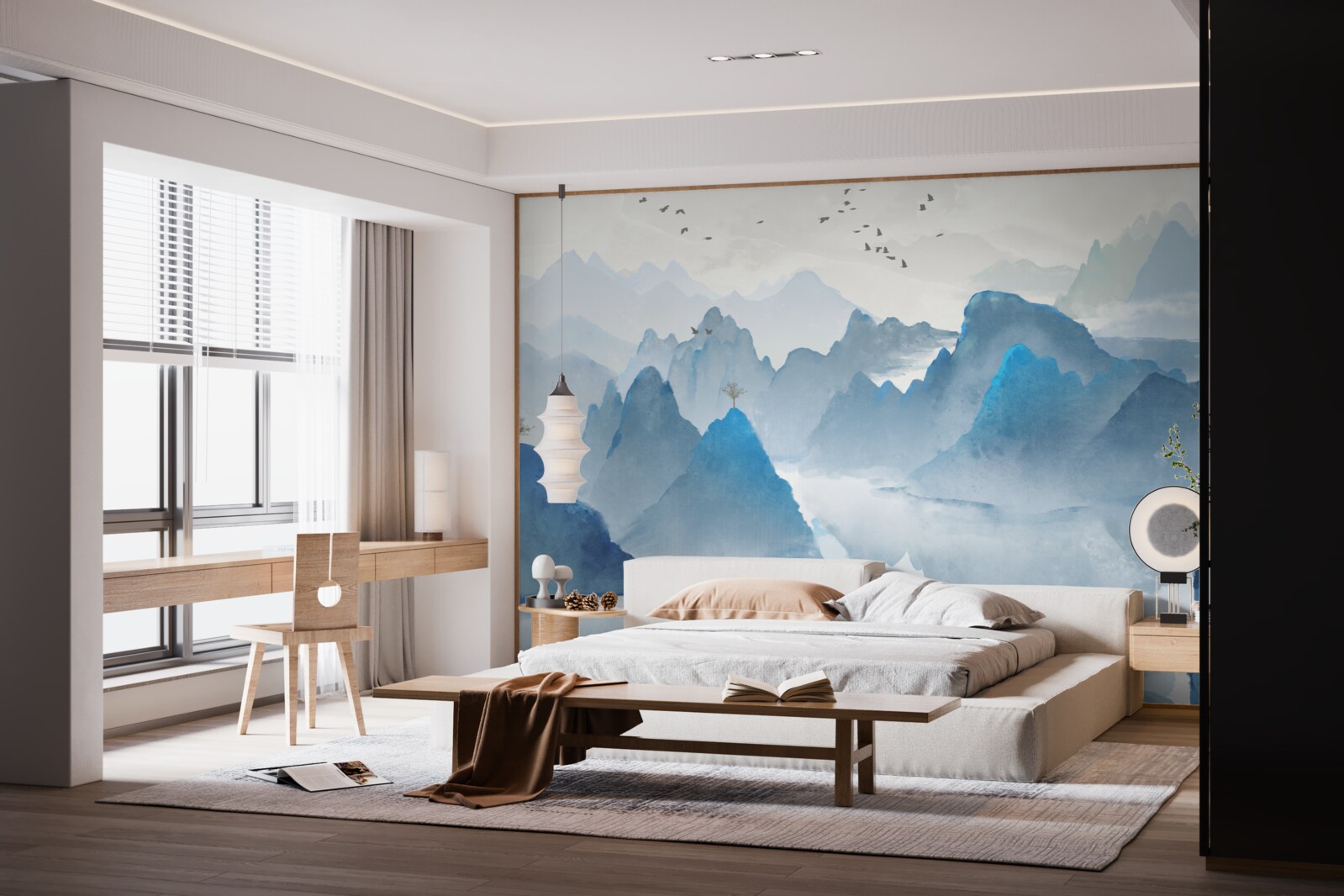 Fototapeta wędkarz na spokojnej górskiej rzece