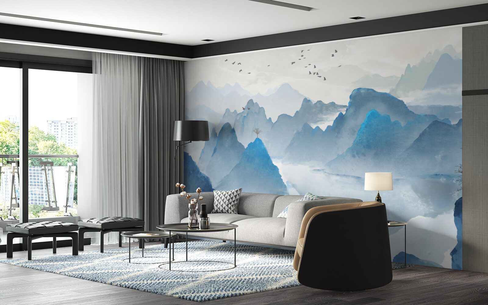 Fototapeta wędkarz na spokojnej górskiej rzece