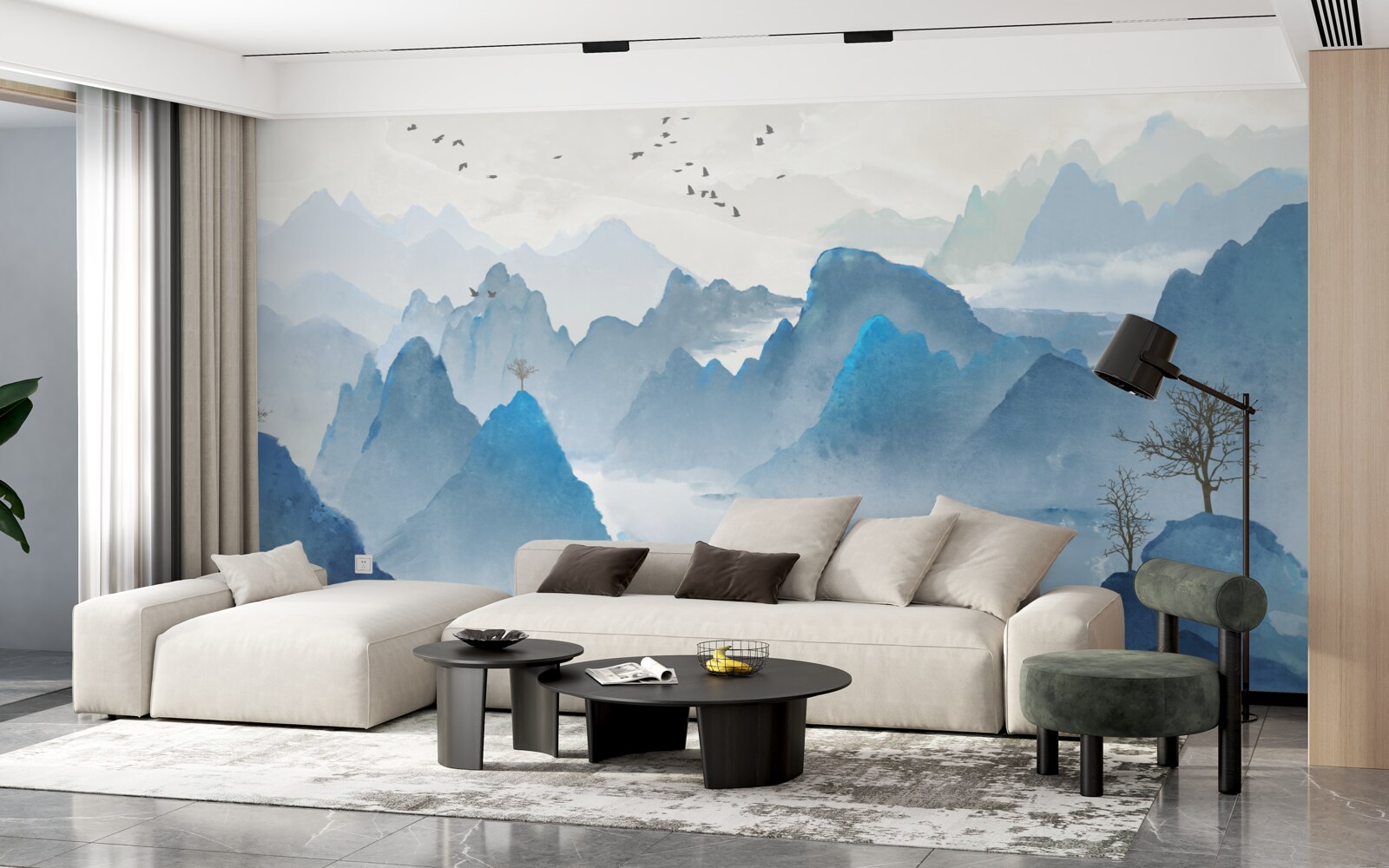 Fototapeta wędkarz na spokojnej górskiej rzece