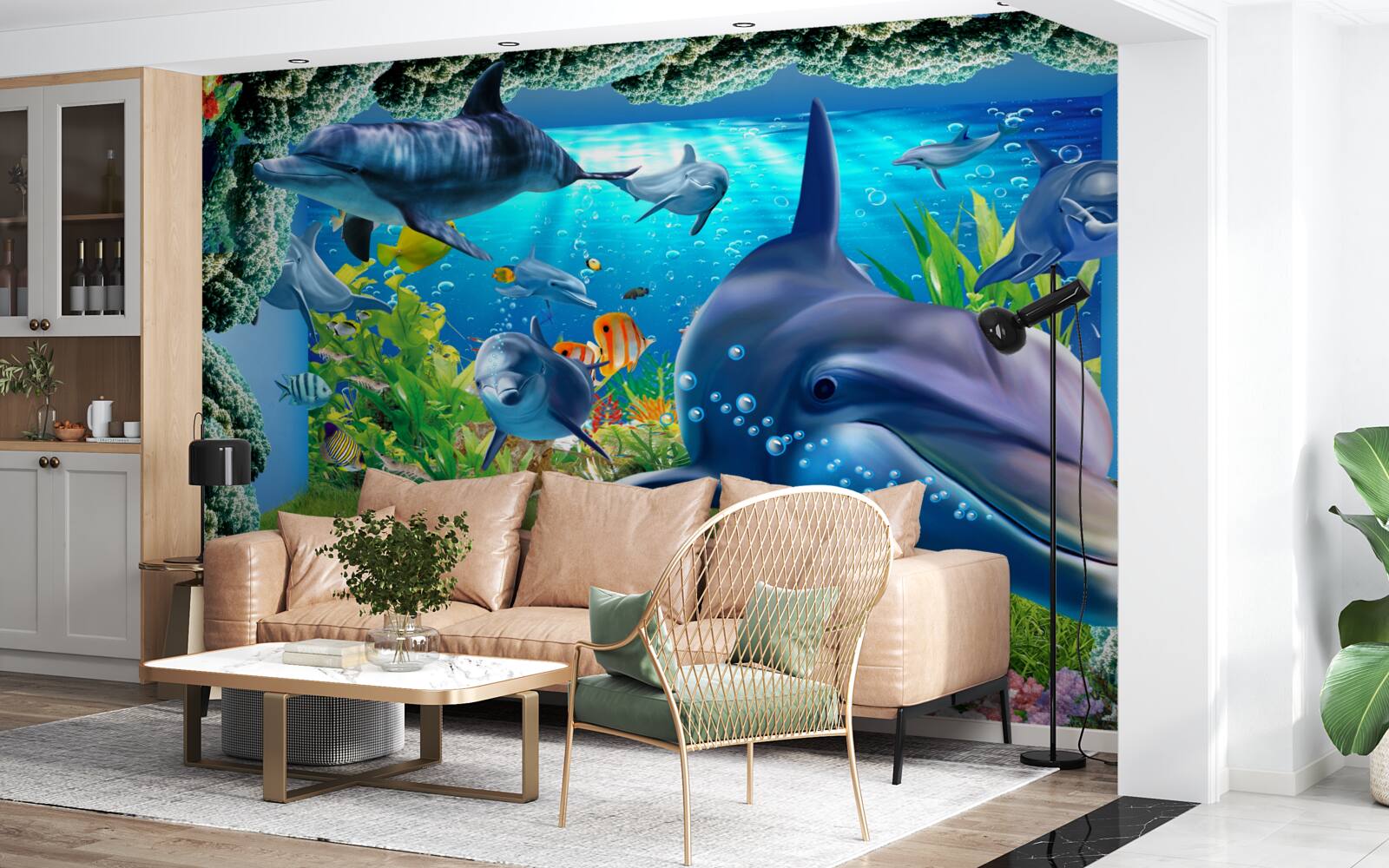 Fototapeta delfiny w środowisku wodnym