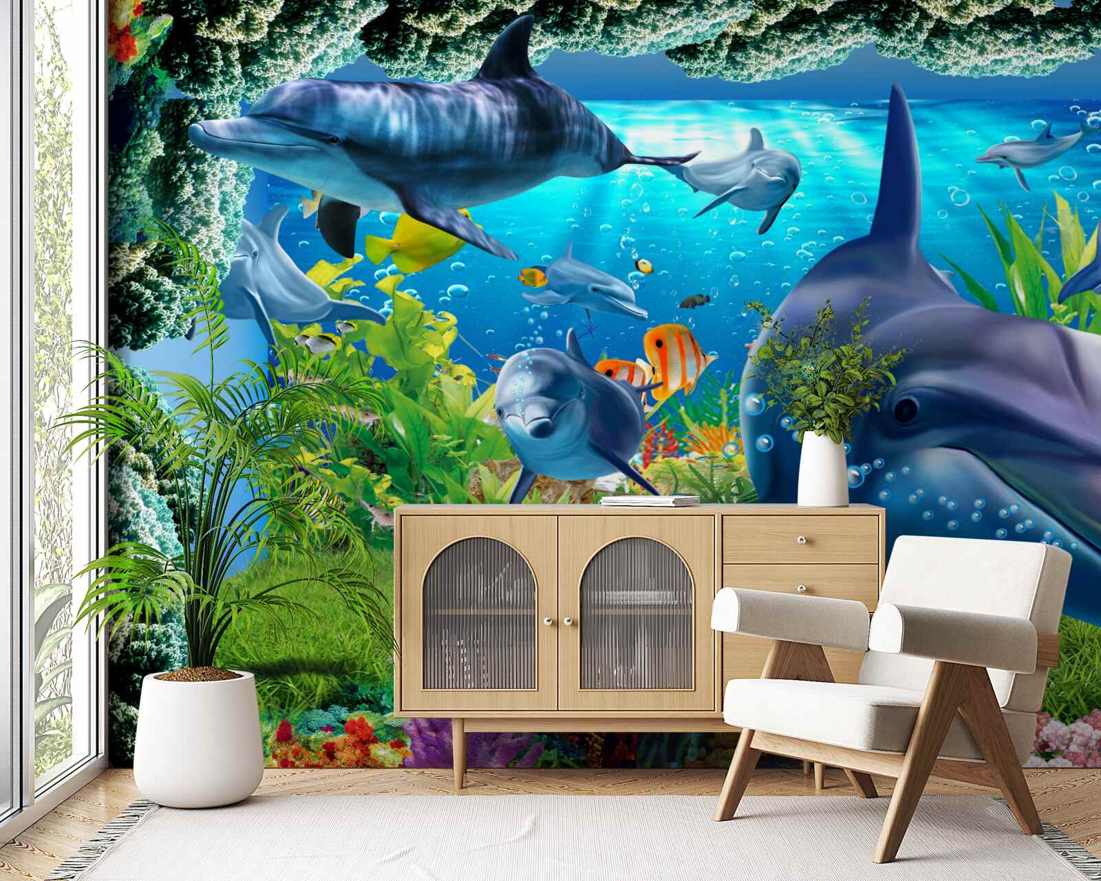 Fototapeta delfiny w środowisku wodnym