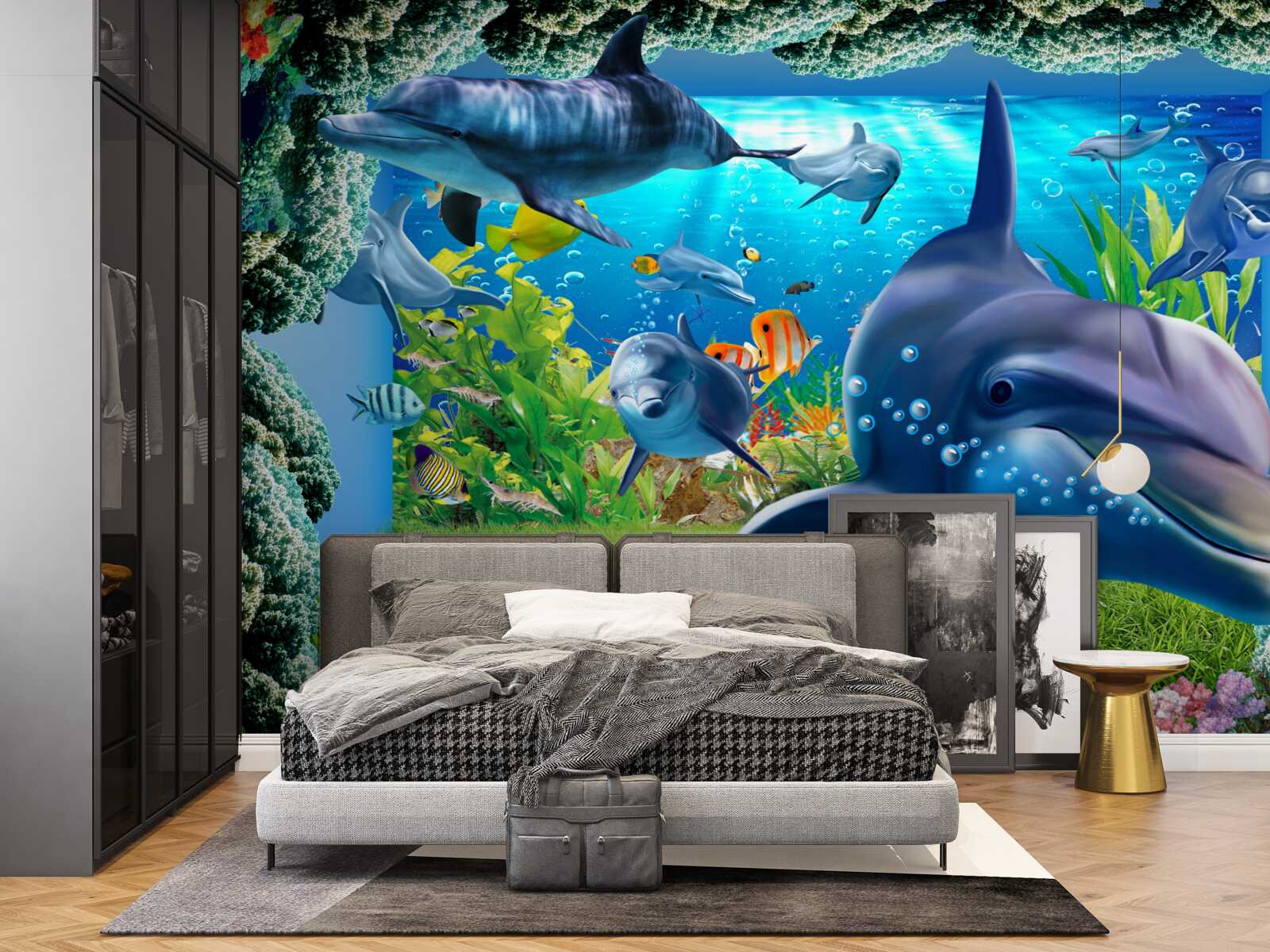 Fototapeta delfiny w środowisku wodnym