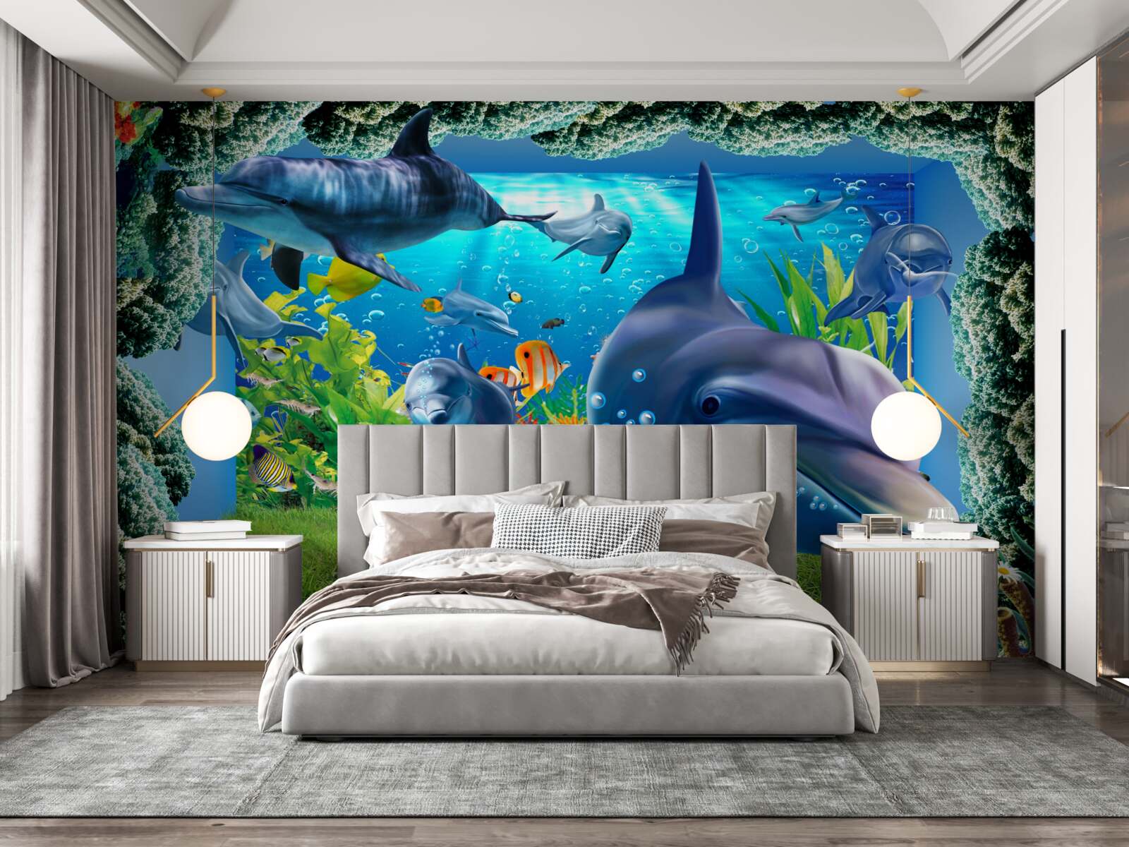 Fototapeta delfiny w środowisku wodnym