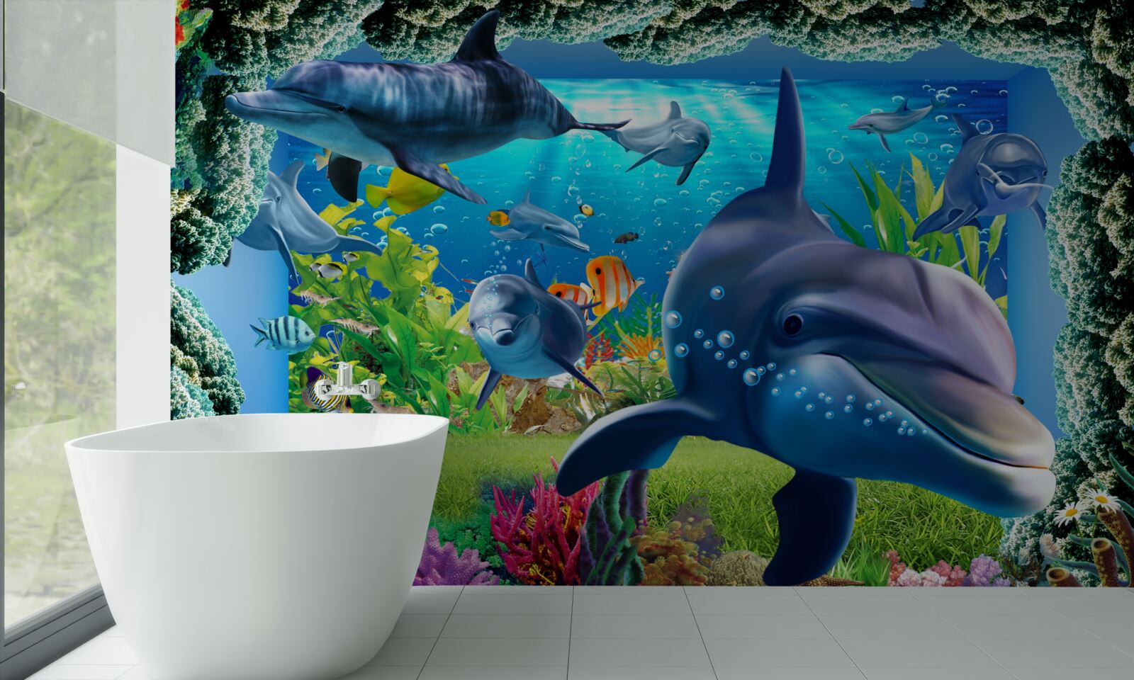 Fototapeta delfiny w środowisku wodnym