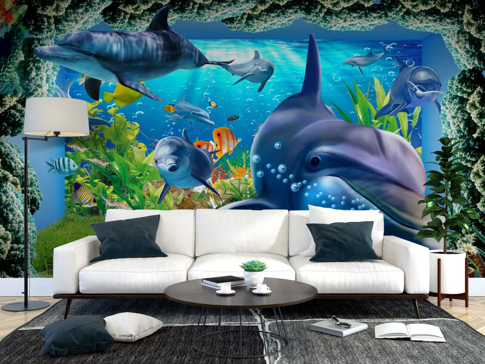 Fototapeta delfiny w środowisku wodnym