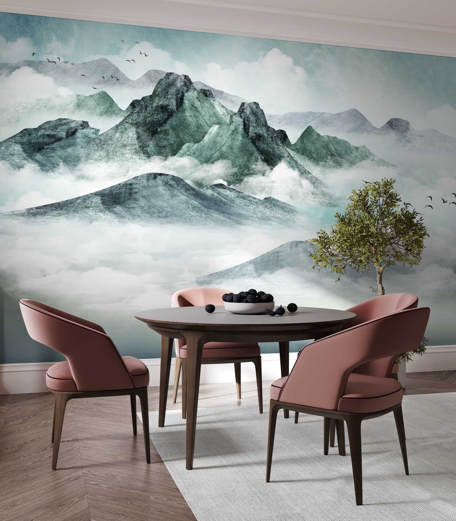 Fototapeta krajobraz gór skalistych otoczony mgłą