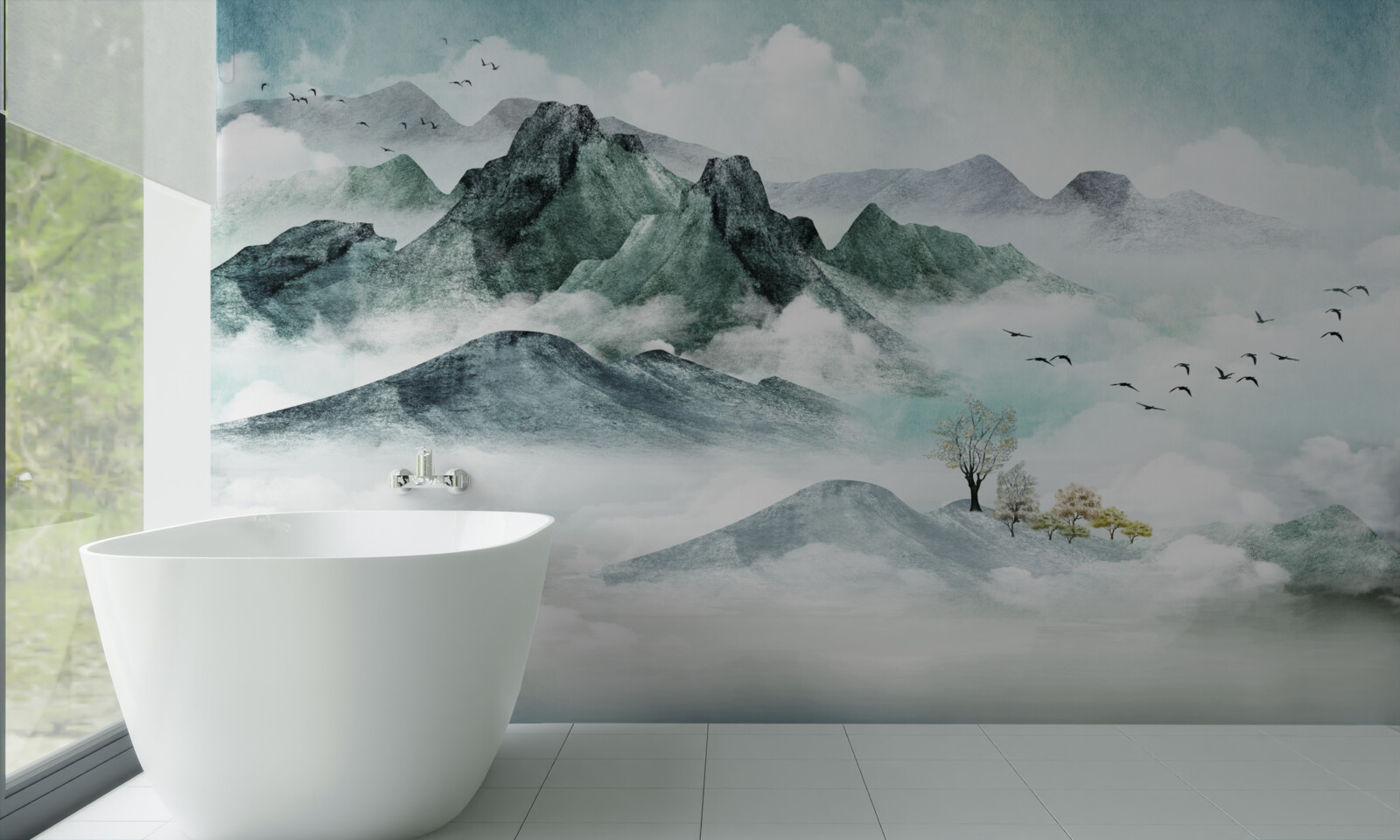 Fototapeta krajobraz gór skalistych otoczony mgłą