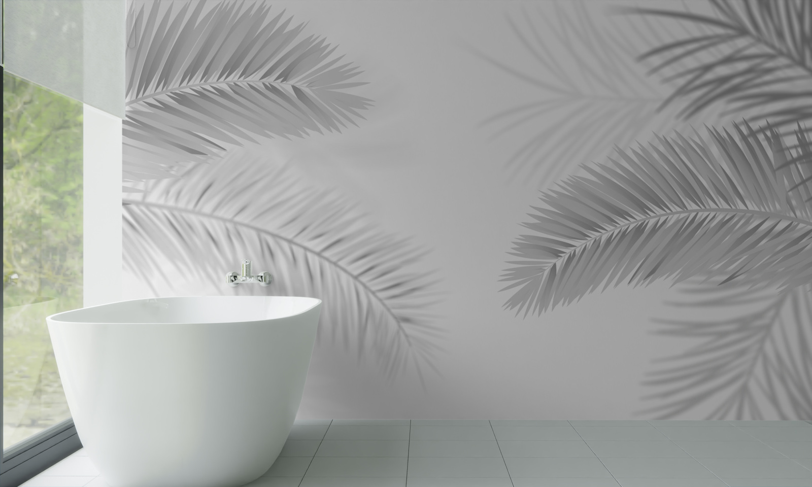 Fototapeta liście paproci w czerni i bieli