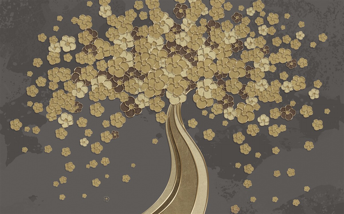 Fototapeta nocne drzewo kwitnące złotem