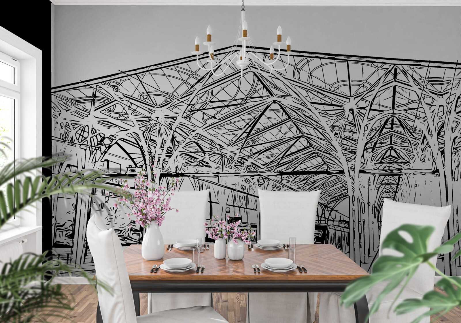 Fototapeta dworzec i pociągi widoczne na zdjęciu