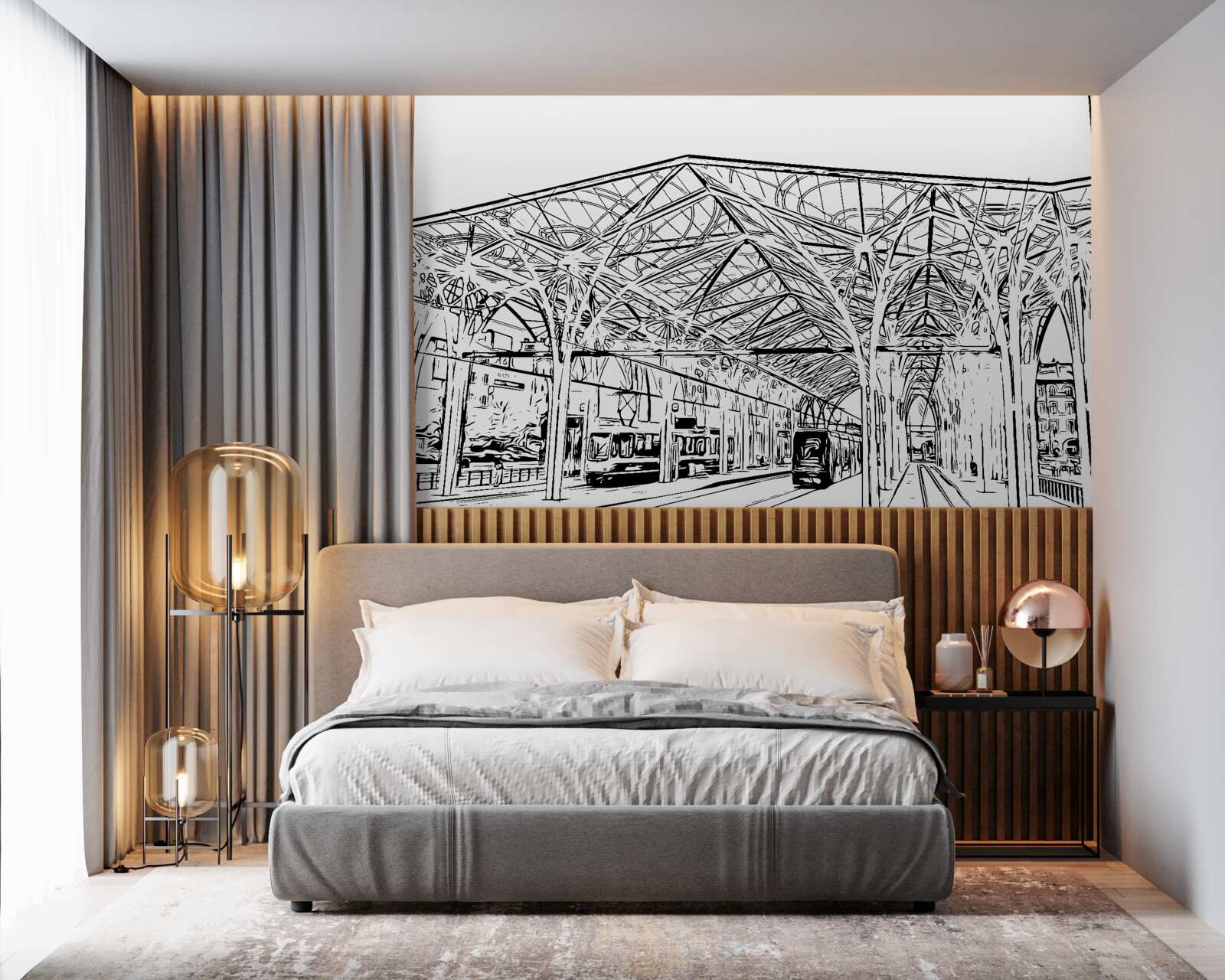 Fototapeta dworzec i pociągi widoczne na zdjęciu