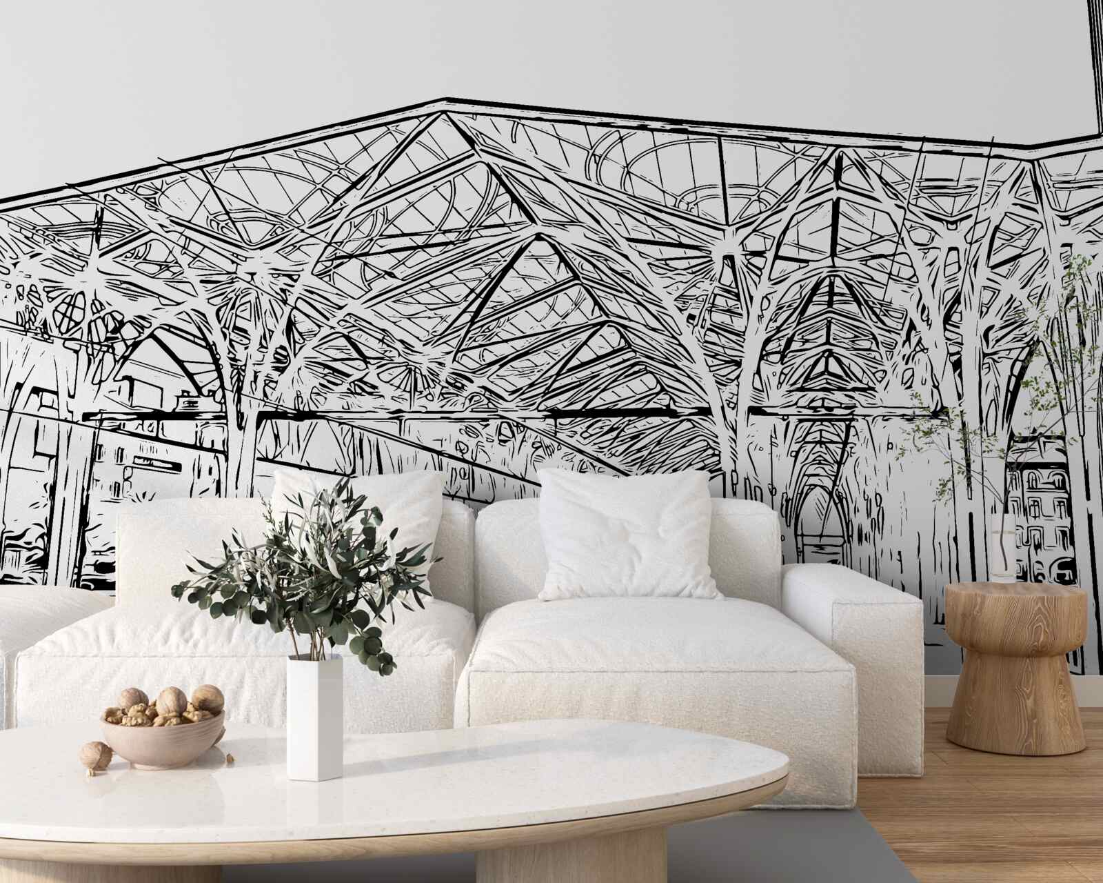 Fototapeta dworzec i pociągi widoczne na zdjęciu