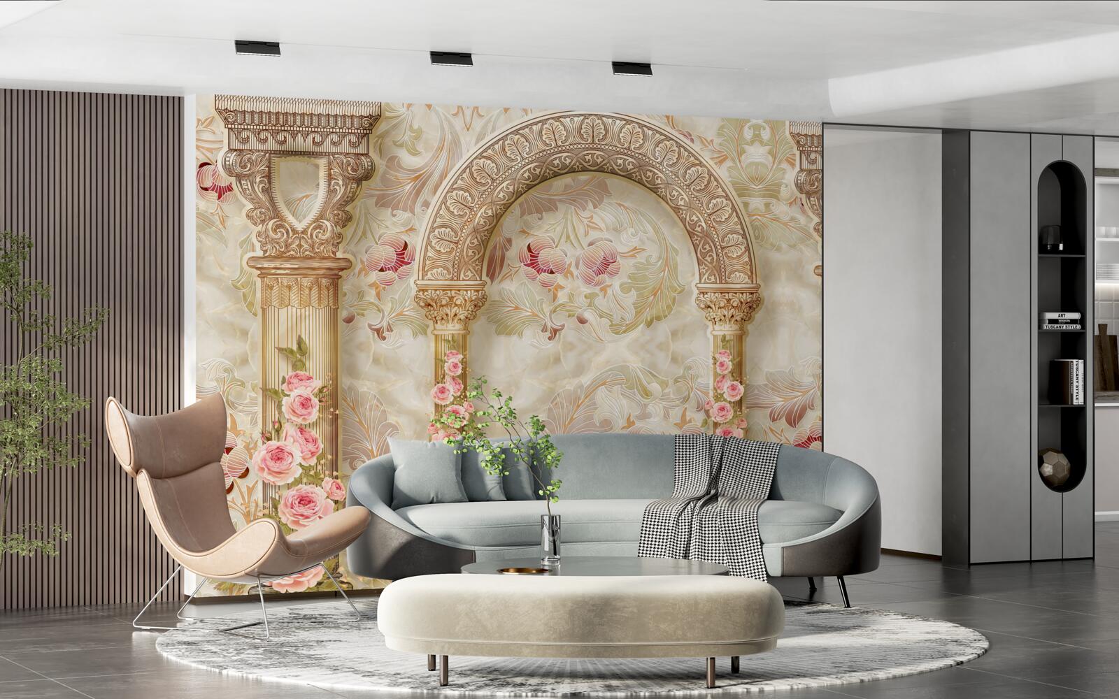 Fototapeta tradycyjne łuki ozdobione kwiatami róż