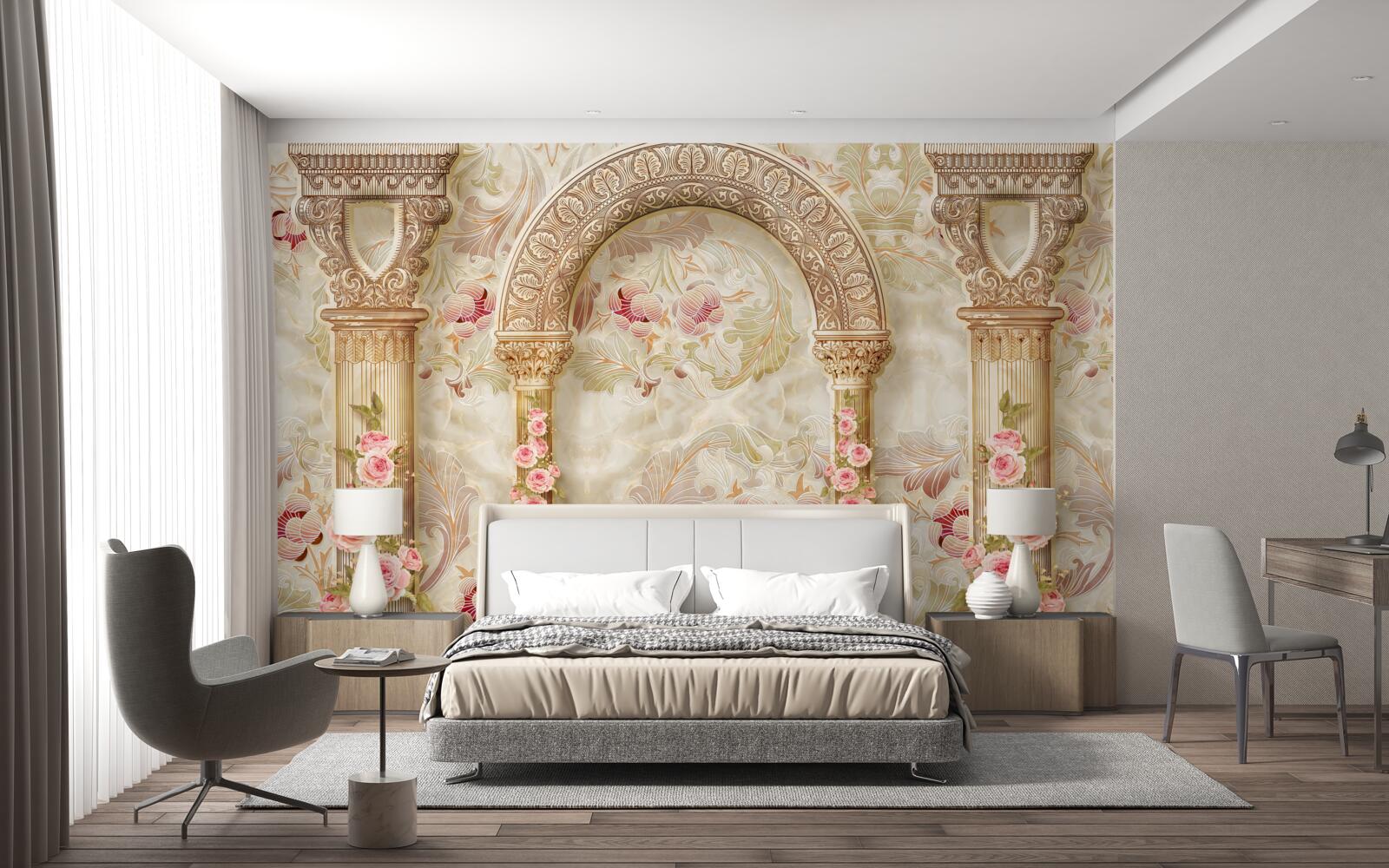 Fototapeta tradycyjne łuki ozdobione kwiatami róż