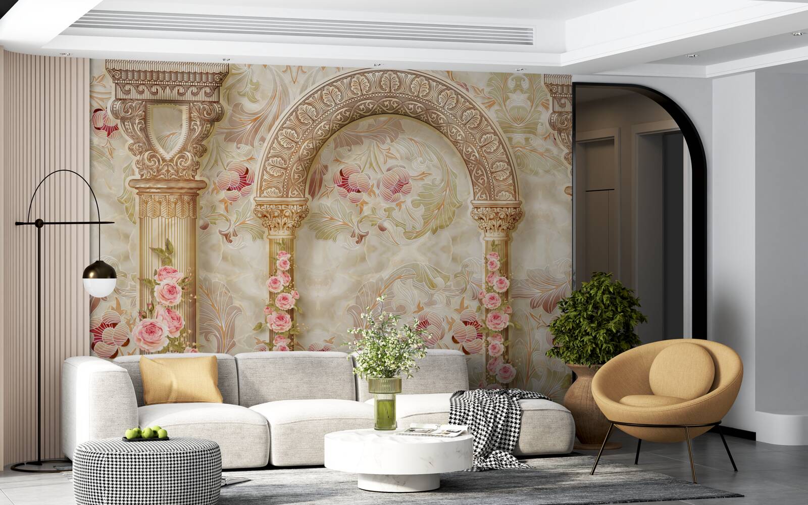 Fototapeta tradycyjne łuki ozdobione kwiatami róż