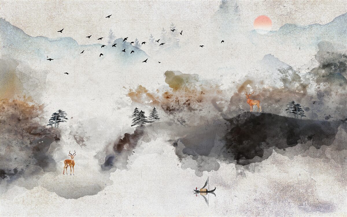 Fototapeta zapierający dech w piersiach jesienny widok o zachodzie słońca