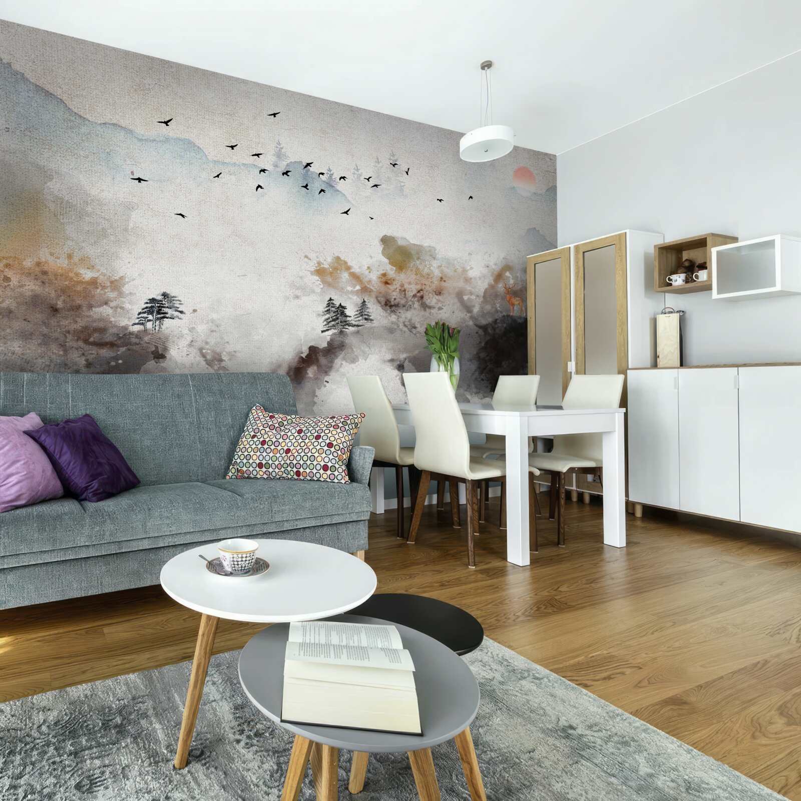 Fototapeta zapierający dech w piersiach jesienny widok o zachodzie słońca