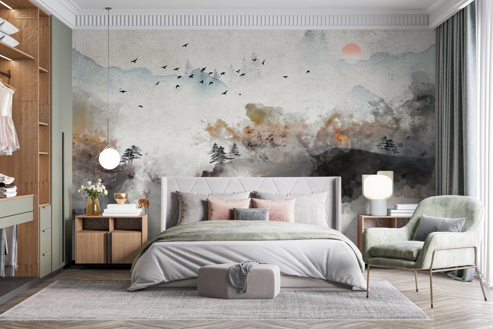 Fototapeta zapierający dech w piersiach jesienny widok o zachodzie słońca