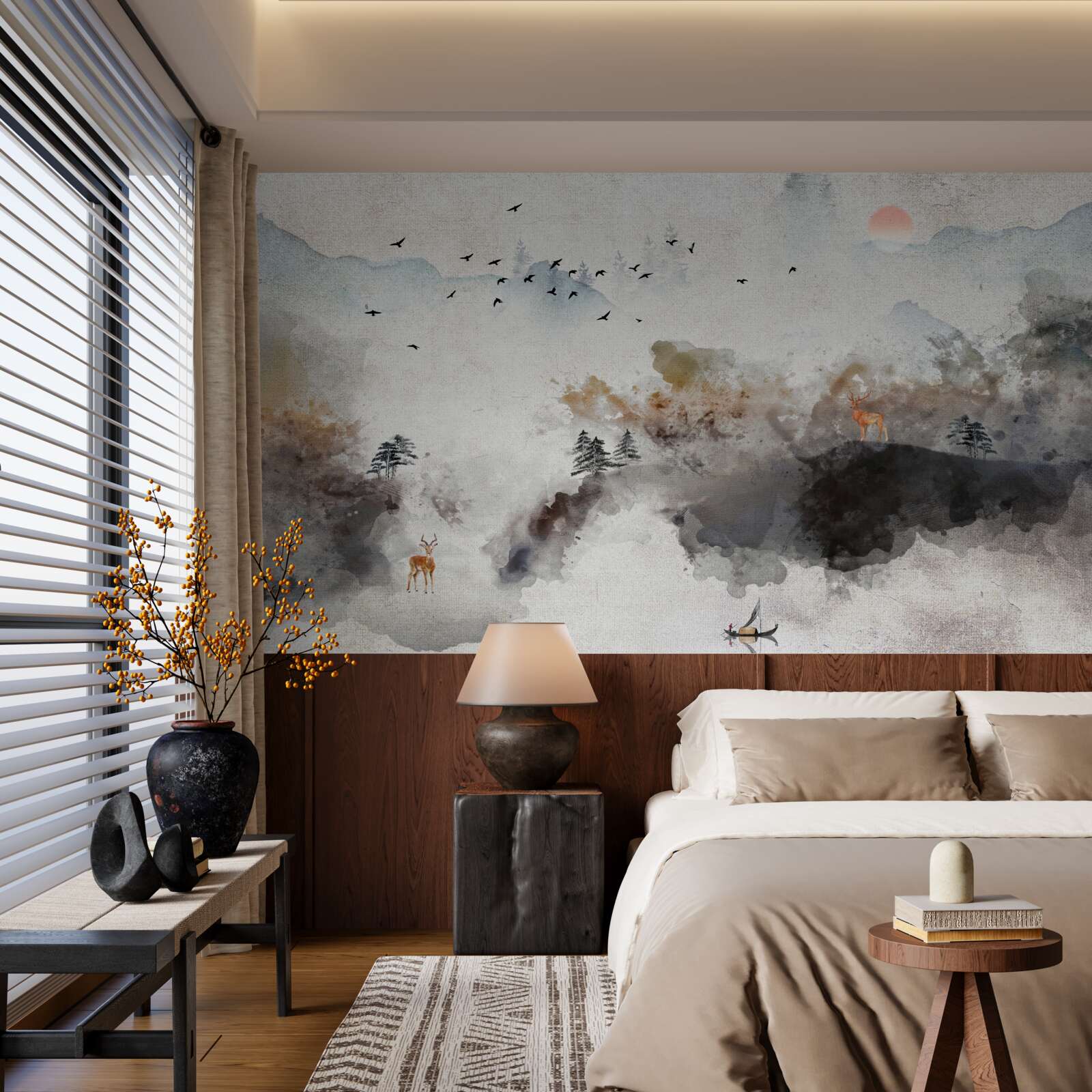 Fototapeta zapierający dech w piersiach jesienny widok o zachodzie słońca